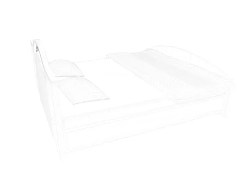 3d rendering of a lined bed on a white background Stock Illustration