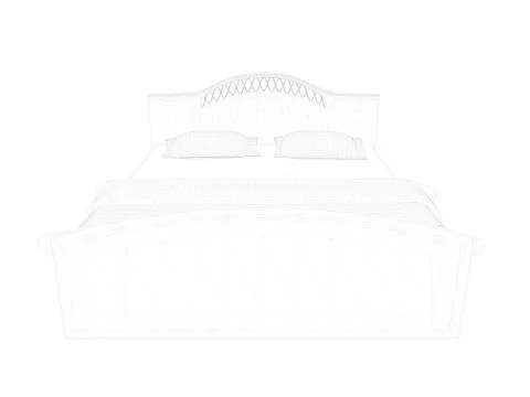 3d rendering of a lined bed on a white background Stock Illustration