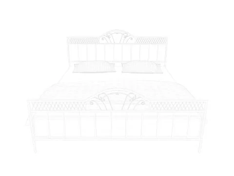 3d rendering of a lined bed on a white background Stock Illustration