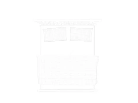 3d rendering of a lined bed on a white background Illustrazione stock