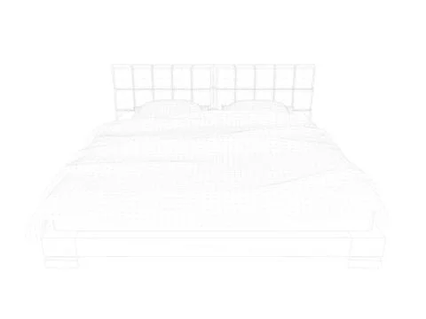 3d rendering of a lined bed on a white background Stock Illustration