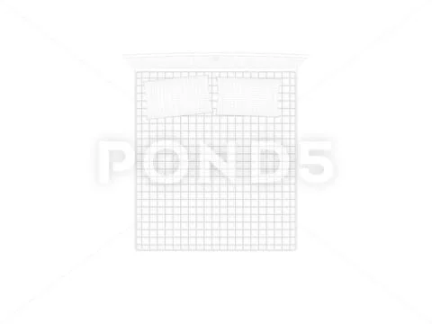 3d rendering of a lined bed on a white background Illustrazione stock