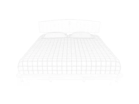 3d rendering of a lined bed on a white background Stock Illustration