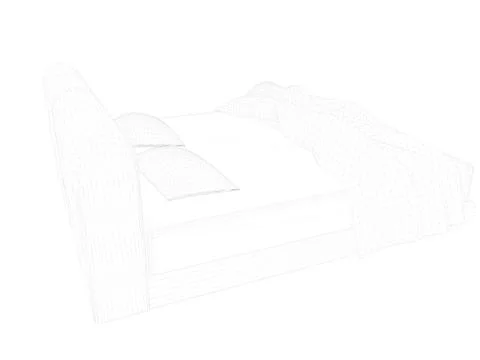 3d rendering of a lined bed on a white background Stock Illustration