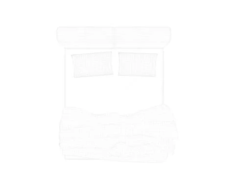 3d rendering of a lined bed on a white background Stock Illustration