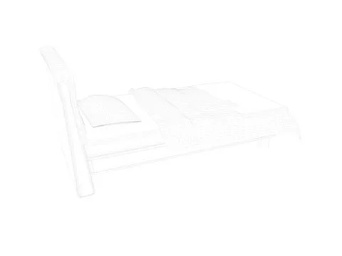 3d rendering of a lined bed on a white background Stock Illustration