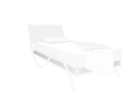 3d rendering of a lined bed on a white background Stock Illustration