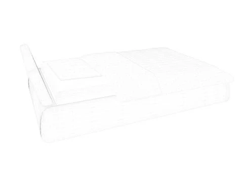 3d rendering of a lined bed on a white background Stock Illustration