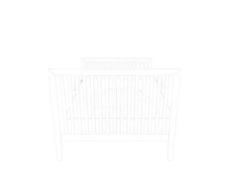3d rendering of a lined bed on a white background Stock Illustration
