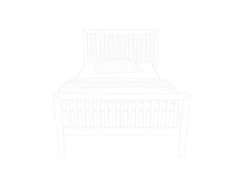 3d rendering of a lined bed on a white background Stock Illustration