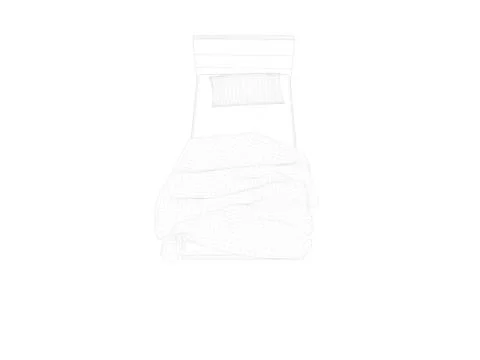 3d rendering of a lined bed on a white background Stock Illustration