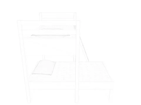 3d rendering of a lined bed on a white background Illustrazione stock