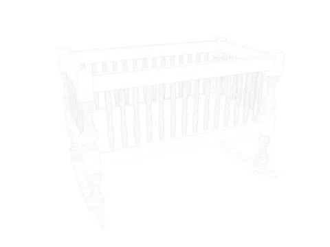 3d rendering of a lined bed on a white background Illustrazione stock