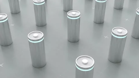 3D rendering lithium ion battery charging in factory Stock Footage 169876723