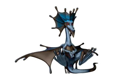 3D Rendering Little Dragon on White Stock Illustration