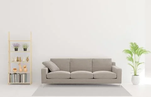 3d rendering of living room,sofa, tree, carpet Stock Illustration