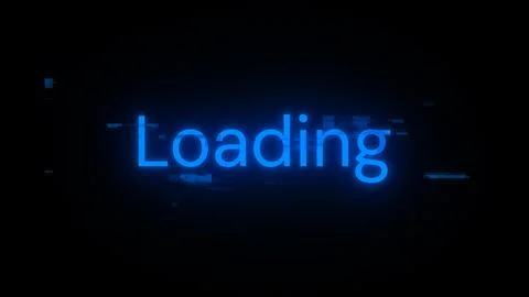 3D rendering loading text with screen effects of technological glitches Illustrazione stock