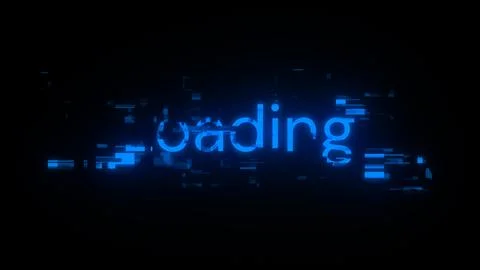 3D rendering loading text with screen effects of technological glitches Stock Illustration