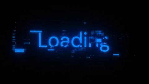 3D rendering loading text with screen effects of technological glitches 스톡 일러스트