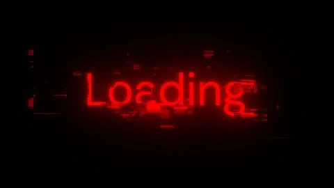 3D rendering loading text with screen effects of technological glitches Stock Illustration
