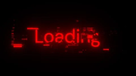3D rendering loading text with screen effects of technological glitches Stock Illustration