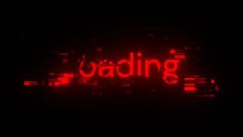 3D rendering loading text with screen effects of technological glitches Stock Illustration