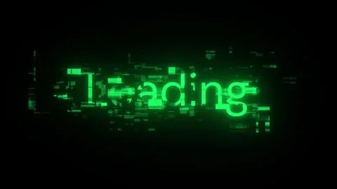 3D rendering loading text with screen effects of technological glitches Stock Illustration