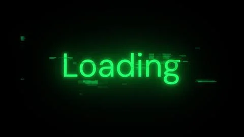 3D rendering loading text with screen effects of technological glitches Stock Illustration