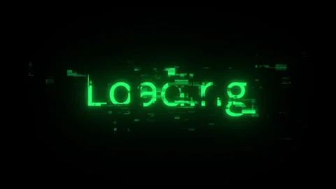 3D rendering loading text with screen effects of technological glitches Stock Illustration