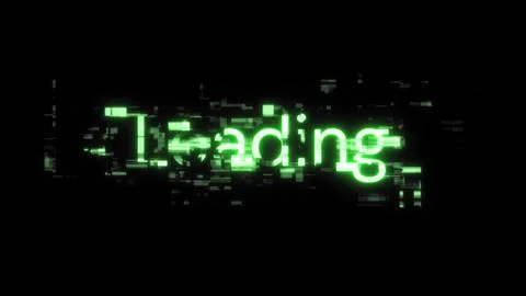 3D rendering loading text with screen effects of technological glitches Stock Illustration