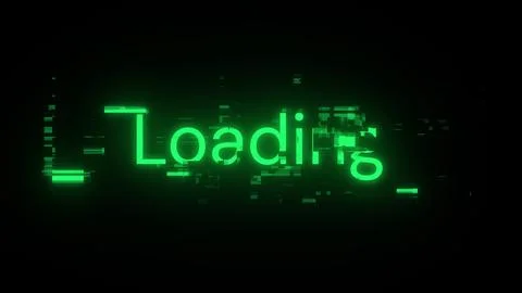 3D rendering loading text with screen effects of technological glitches Stock Illustration
