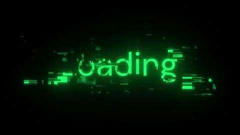 3D rendering loading text with screen effects of technological glitches Stock Illustration
