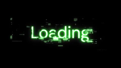3D rendering loading text with screen effects of technological glitches Stock Illustration