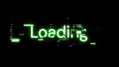 3D rendering loading text with screen effects of technological glitches Stock Illustration