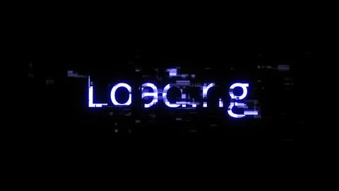 3D rendering loading text with screen effects of technological glitches Stock Illustration