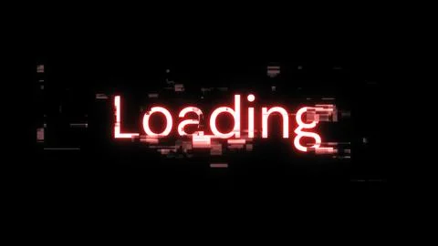 3D rendering loading text with screen effects of technological glitches Illustrazione stock