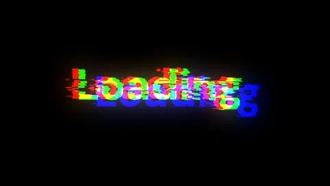 3D rendering loading text with screen effects of technological glitches Stock Illustration