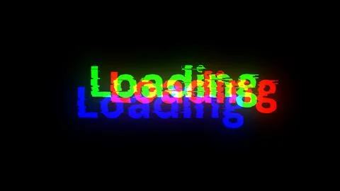3D rendering loading text with screen effects of technological glitches 스톡 일러스트