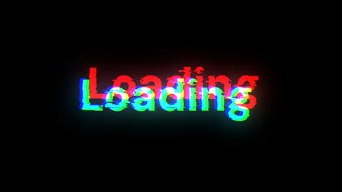 3D rendering loading text with screen effects of technological glitches Stock Illustration