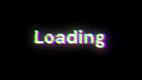 3D rendering loading text with screen effects of technological glitches Stock Illustration