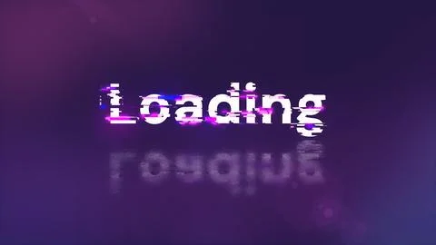 3D rendering loading text with screen effects of technological glitches Stock Illustration