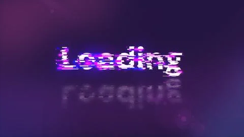 3D rendering loading text with screen effects of technological glitches Stock-Illustration