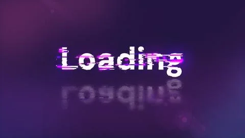 3D rendering loading text with screen effects of technological glitches Stock Illustration