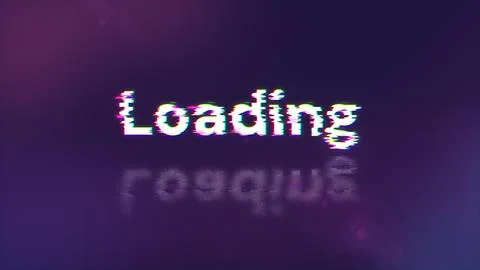 3D rendering loading text with screen effects of technological glitches Stock Illustration