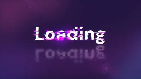 3D rendering loading text with screen effects of technological glitches Stock Illustration