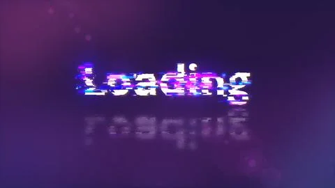 3D rendering loading text with screen effects of technological glitches Stock Illustration