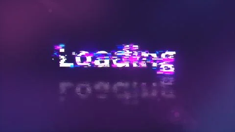 3D rendering loading text with screen effects of technological glitches Stock Illustration