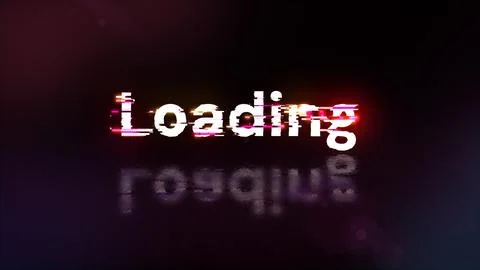 3D rendering loading text with screen effects of technological glitches Stock Illustration