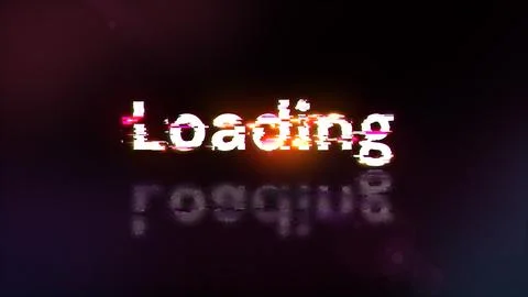 3D rendering loading text with screen effects of technological glitches Stock Illustration