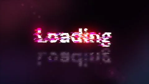 3D rendering loading text with screen effects of technological glitches Stock Illustration